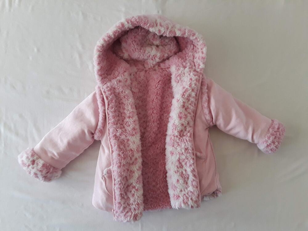 SAMANTHA SAYS Girls Pink Jacket Size 3T Faux Suede & Fur Reversible Kids Coat